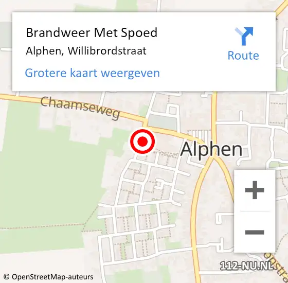Locatie op kaart van de 112 melding: Brandweer Met Spoed Naar Alphen, Willibrordstraat op 18 november 2023 16:48