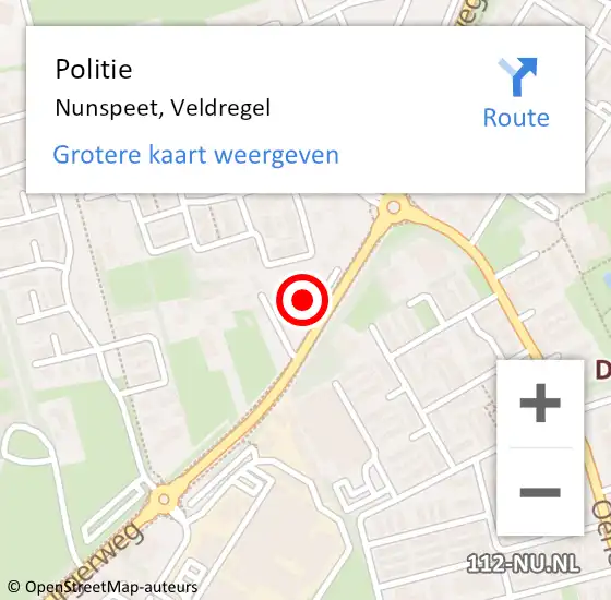 Locatie op kaart van de 112 melding: Politie Nunspeet, Veldregel op 18 november 2023 16:58