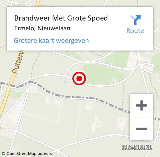 Locatie op kaart van de 112 melding: Brandweer Met Grote Spoed Naar Ermelo, Nieuwelaan op 18 november 2023 16:58