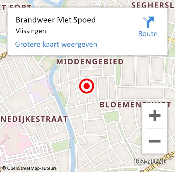 Locatie op kaart van de 112 melding: Brandweer Met Spoed Naar Vlissingen op 18 november 2023 17:07