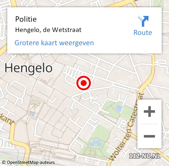 Locatie op kaart van de 112 melding: Politie Hengelo, de Wetstraat op 18 november 2023 17:41