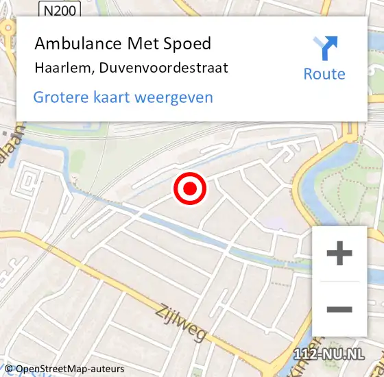 Locatie op kaart van de 112 melding: Ambulance Met Spoed Naar Haarlem, Duvenvoordestraat op 18 november 2023 18:20