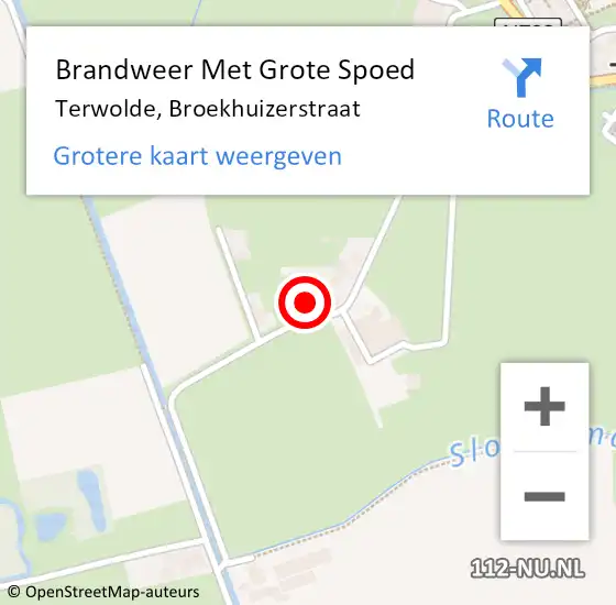 Locatie op kaart van de 112 melding: Brandweer Met Grote Spoed Naar Terwolde, Broekhuizerstraat op 18 november 2023 18:25