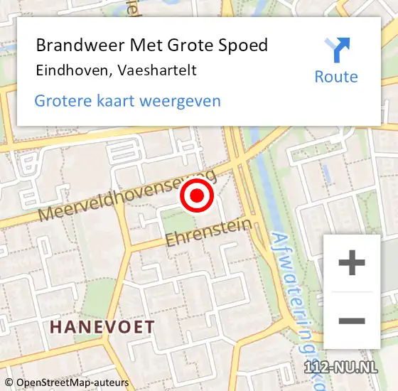 Locatie op kaart van de 112 melding: Brandweer Met Grote Spoed Naar Eindhoven, Vaeshartelt op 18 november 2023 18:25