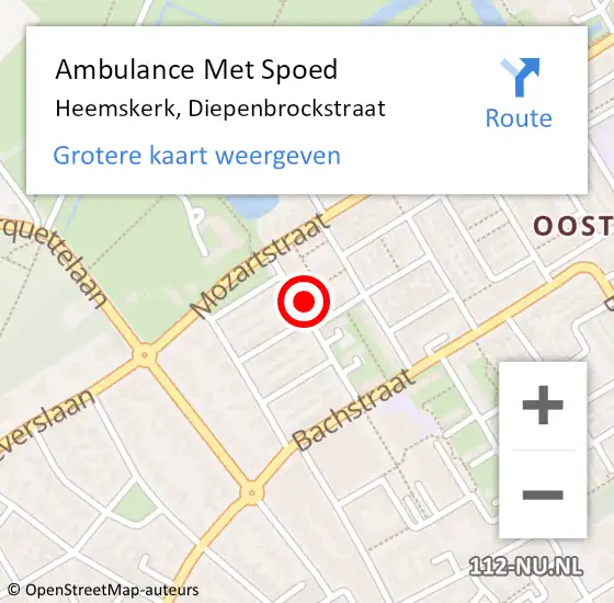 Locatie op kaart van de 112 melding: Ambulance Met Spoed Naar Heemskerk, Diepenbrockstraat op 18 november 2023 18:28