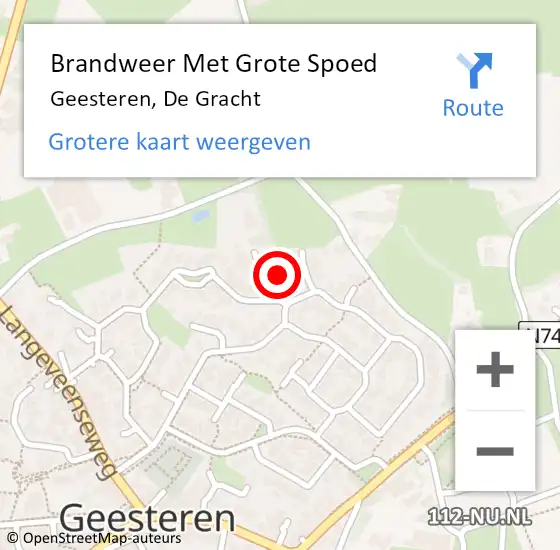 Locatie op kaart van de 112 melding: Brandweer Met Grote Spoed Naar Geesteren, De Gracht op 18 november 2023 18:53