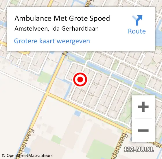 Locatie op kaart van de 112 melding: Ambulance Met Grote Spoed Naar Amstelveen, Ida Gerhardtlaan op 18 november 2023 18:57