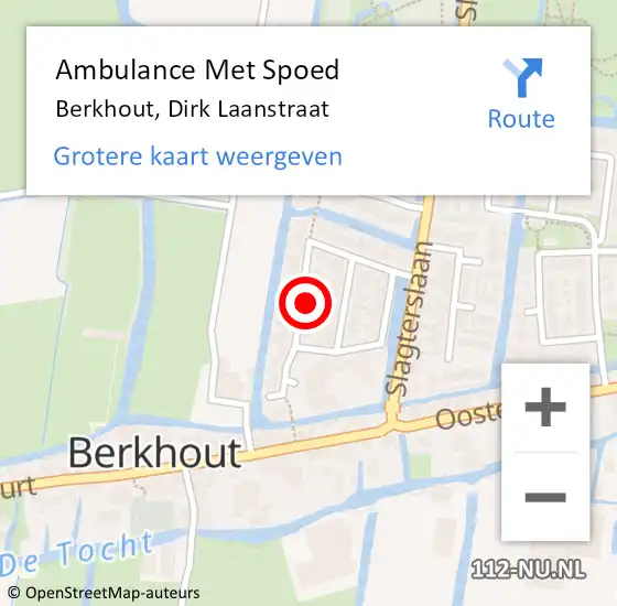 Locatie op kaart van de 112 melding: Ambulance Met Spoed Naar Berkhout, Dirk Laanstraat op 18 november 2023 18:59
