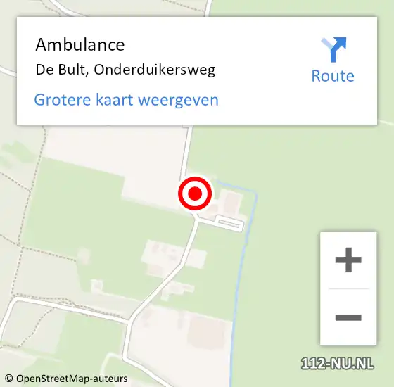 Locatie op kaart van de 112 melding: Ambulance De Bult, Onderduikersweg op 15 september 2014 19:07