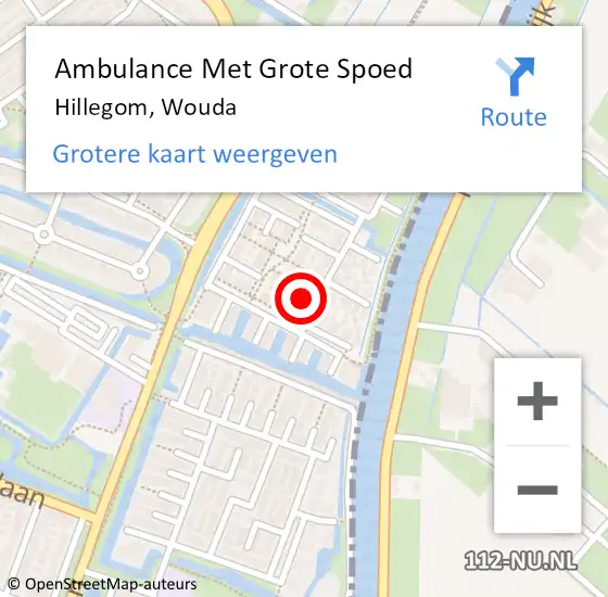 Locatie op kaart van de 112 melding: Ambulance Met Grote Spoed Naar Hillegom, Wouda op 18 november 2023 19:03