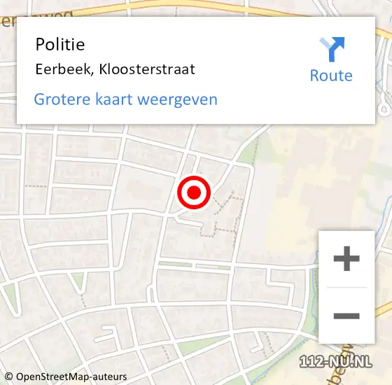 Locatie op kaart van de 112 melding: Politie Eerbeek, Kloosterstraat op 18 november 2023 19:11