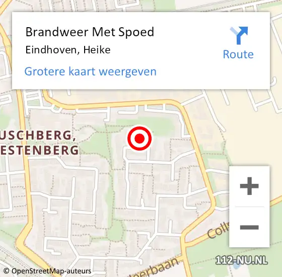 Locatie op kaart van de 112 melding: Brandweer Met Spoed Naar Eindhoven, Heike op 18 november 2023 19:18