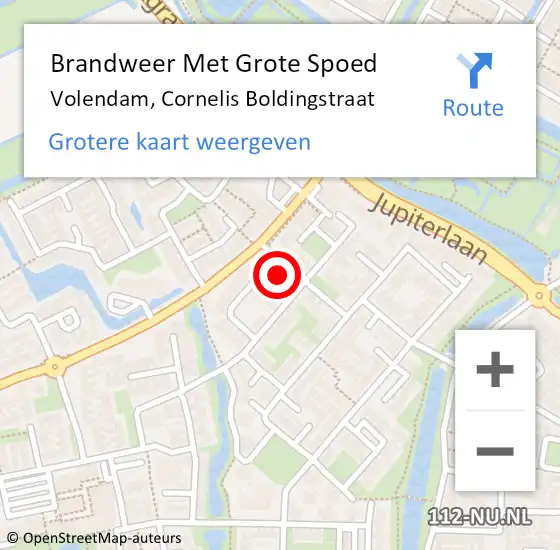 Locatie op kaart van de 112 melding: Brandweer Met Grote Spoed Naar Volendam, Cornelis Boldingstraat op 18 november 2023 19:27