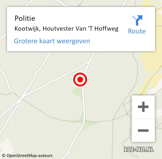 Locatie op kaart van de 112 melding: Politie Kootwijk, Houtvester Van 'T Hoffweg op 15 september 2014 19:10