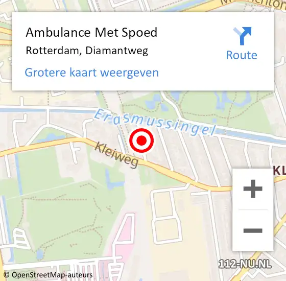 Locatie op kaart van de 112 melding: Ambulance Met Spoed Naar Rotterdam, Diamantweg op 18 november 2023 19:35