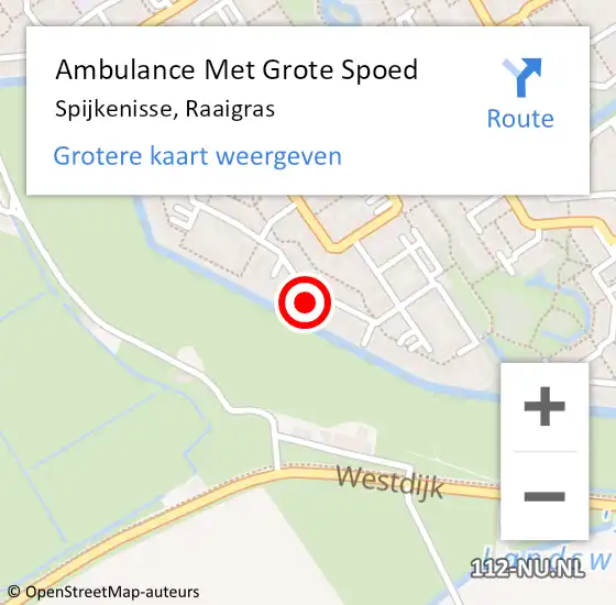 Locatie op kaart van de 112 melding: Ambulance Met Grote Spoed Naar Spijkenisse, Raaigras op 18 november 2023 19:50