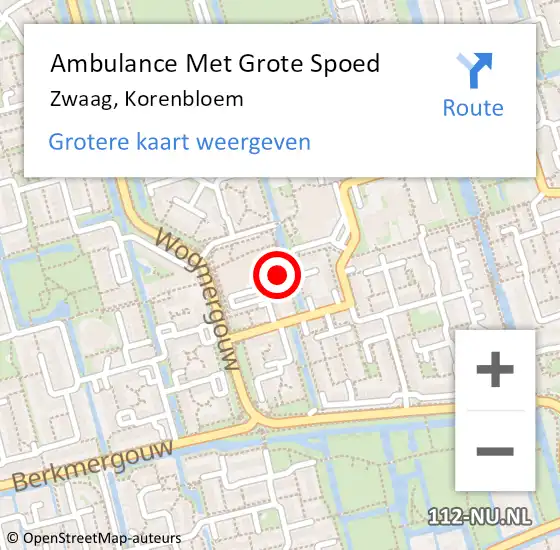 Locatie op kaart van de 112 melding: Ambulance Met Grote Spoed Naar Zwaag, Korenbloem op 18 november 2023 20:07