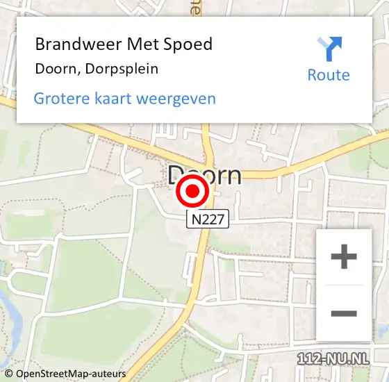 Locatie op kaart van de 112 melding: Brandweer Met Spoed Naar Doorn, Dorpsplein op 18 november 2023 20:08