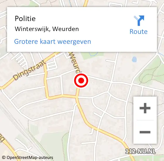 Locatie op kaart van de 112 melding: Politie Winterswijk, Weurden op 18 november 2023 20:10