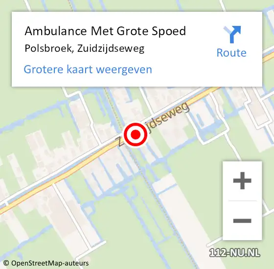 Locatie op kaart van de 112 melding: Ambulance Met Grote Spoed Naar Polsbroek, Zuidzijdseweg op 18 november 2023 20:28