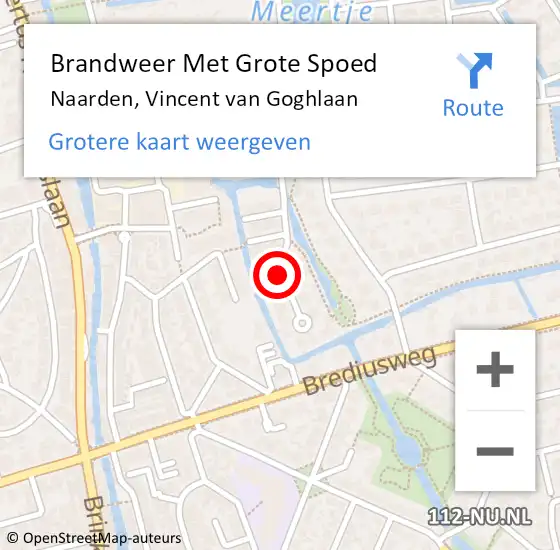 Locatie op kaart van de 112 melding: Brandweer Met Grote Spoed Naar Naarden, Vincent van Goghlaan op 18 november 2023 20:32