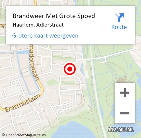 Locatie op kaart van de 112 melding: Brandweer Met Grote Spoed Naar Haarlem, Adlerstraat op 18 november 2023 20:51