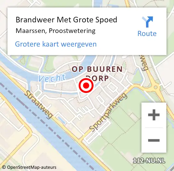 Locatie op kaart van de 112 melding: Brandweer Met Grote Spoed Naar Maarssen, Proostwetering op 18 november 2023 20:53