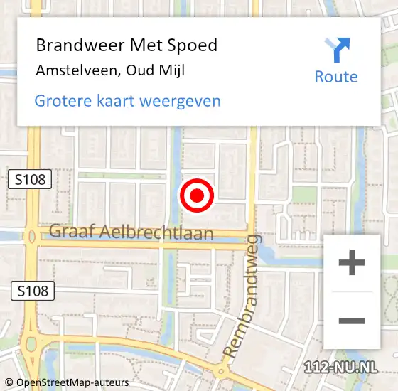 Locatie op kaart van de 112 melding: Brandweer Met Spoed Naar Amstelveen, Oud Mijl op 18 november 2023 20:55