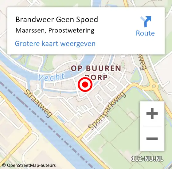 Locatie op kaart van de 112 melding: Brandweer Geen Spoed Naar Maarssen, Proostwetering op 18 november 2023 20:55