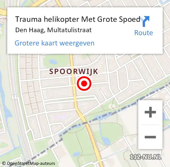 Locatie op kaart van de 112 melding: Trauma helikopter Met Grote Spoed Naar Den Haag, Multatulistraat op 18 november 2023 21:14