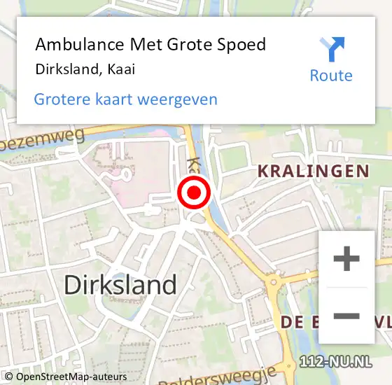 Locatie op kaart van de 112 melding: Ambulance Met Grote Spoed Naar Dirksland, Kaai op 18 november 2023 21:34