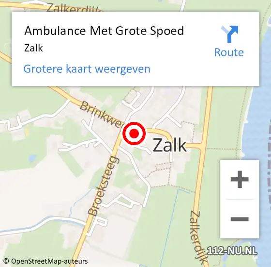 Locatie op kaart van de 112 melding: Ambulance Met Grote Spoed Naar Zalk op 18 november 2023 21:53