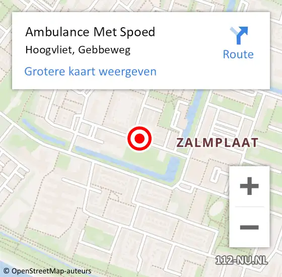 Locatie op kaart van de 112 melding: Ambulance Met Spoed Naar Hoogvliet, Gebbeweg op 18 november 2023 22:10