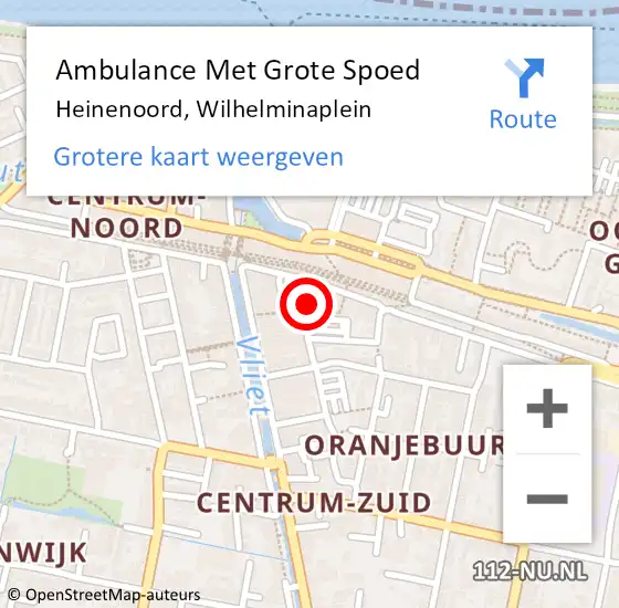 Locatie op kaart van de 112 melding: Ambulance Met Grote Spoed Naar Heinenoord, Wilhelminaplein op 18 november 2023 22:14