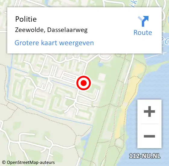 Locatie op kaart van de 112 melding: Politie Zeewolde, Dasselaarweg op 18 november 2023 22:15
