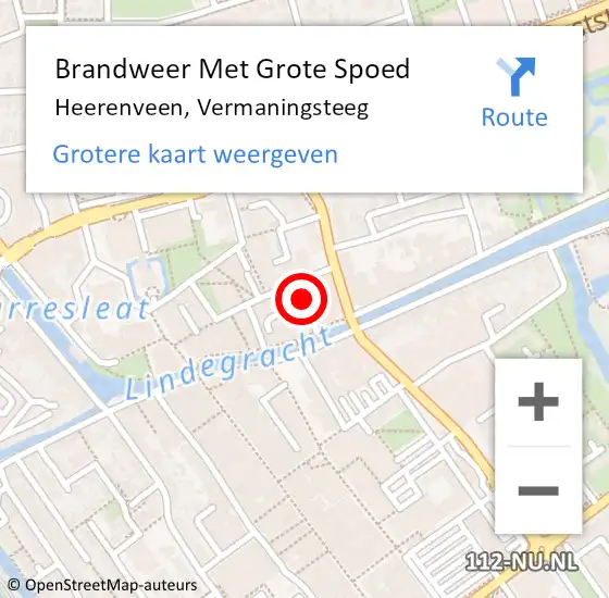 Locatie op kaart van de 112 melding: Brandweer Met Grote Spoed Naar Heerenveen, Vermaningsteeg op 18 november 2023 22:36