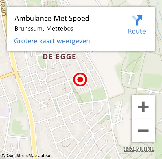 Locatie op kaart van de 112 melding: Ambulance Met Spoed Naar Brunssum, Mettebos op 15 september 2014 19:33