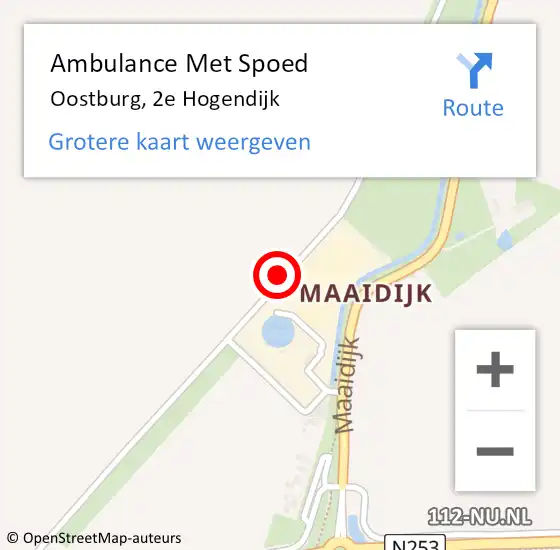 Locatie op kaart van de 112 melding: Ambulance Met Spoed Naar Oostburg, 2e Hogendijk op 15 september 2014 19:34