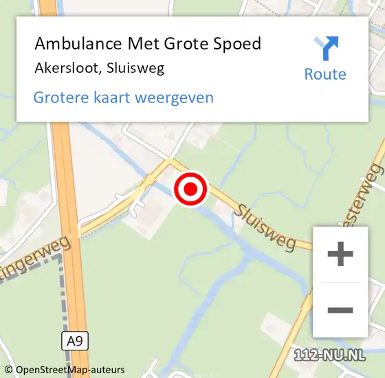 Locatie op kaart van de 112 melding: Ambulance Met Grote Spoed Naar Akersloot, Sluisweg op 18 november 2023 22:52