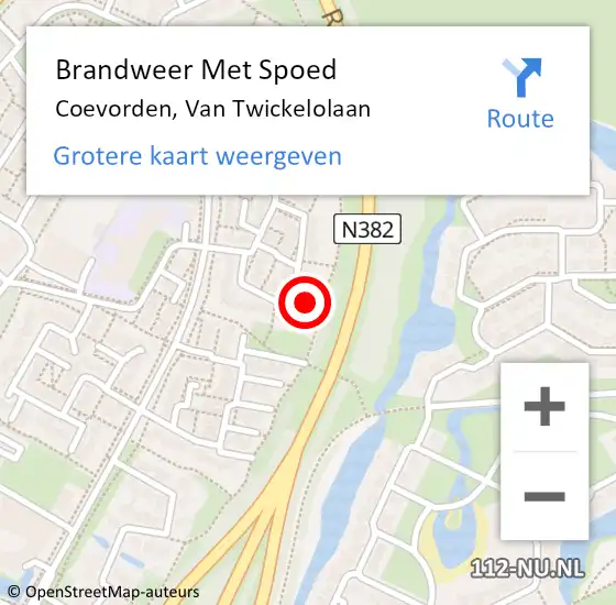 Locatie op kaart van de 112 melding: Brandweer Met Spoed Naar Coevorden, Van Twickelolaan op 14 oktober 2013 16:36