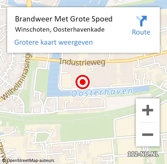 Locatie op kaart van de 112 melding: Brandweer Met Grote Spoed Naar Winschoten, Oosterhavenkade op 18 november 2023 23:15