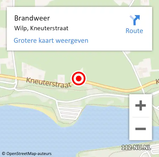 Locatie op kaart van de 112 melding: Brandweer Wilp, Kneuterstraat op 18 november 2023 23:33