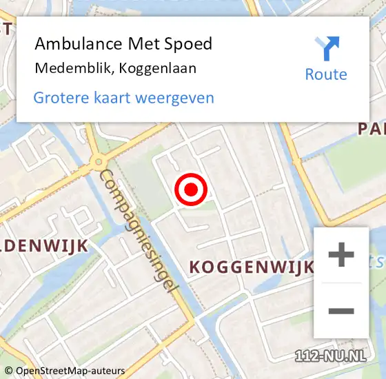 Locatie op kaart van de 112 melding: Ambulance Met Spoed Naar Medemblik, Koggenlaan op 18 november 2023 23:45