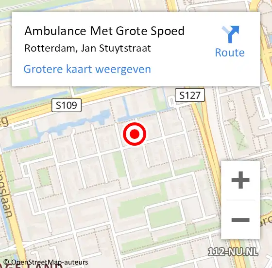 Locatie op kaart van de 112 melding: Ambulance Met Grote Spoed Naar Rotterdam, Jan Stuytstraat op 19 november 2023 00:15