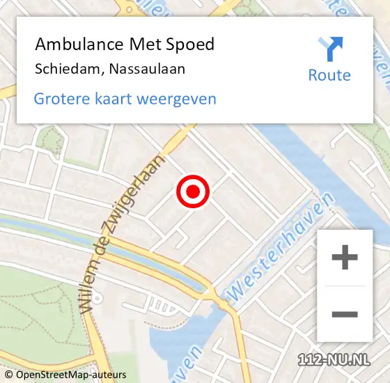 Locatie op kaart van de 112 melding: Ambulance Met Spoed Naar Schiedam, Nassaulaan op 19 november 2023 01:08