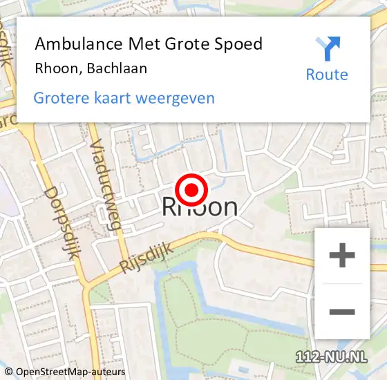 Locatie op kaart van de 112 melding: Ambulance Met Grote Spoed Naar Rhoon, Bachlaan op 19 november 2023 01:23