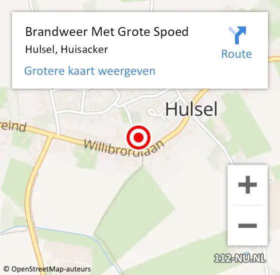 Locatie op kaart van de 112 melding: Brandweer Met Grote Spoed Naar Hulsel, Huisacker op 19 november 2023 02:19