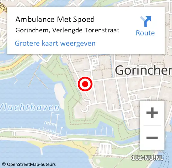 Locatie op kaart van de 112 melding: Ambulance Met Spoed Naar Gorinchem, Verlengde Torenstraat op 19 november 2023 02:27