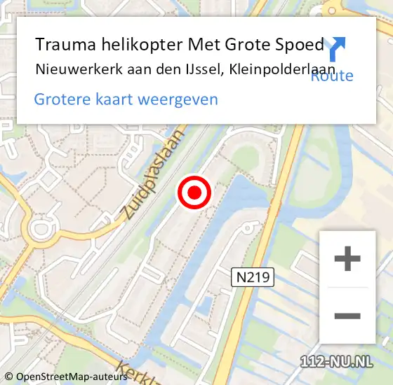 Locatie op kaart van de 112 melding: Trauma helikopter Met Grote Spoed Naar Nieuwerkerk aan den IJssel, Kleinpolderlaan op 19 november 2023 02:29