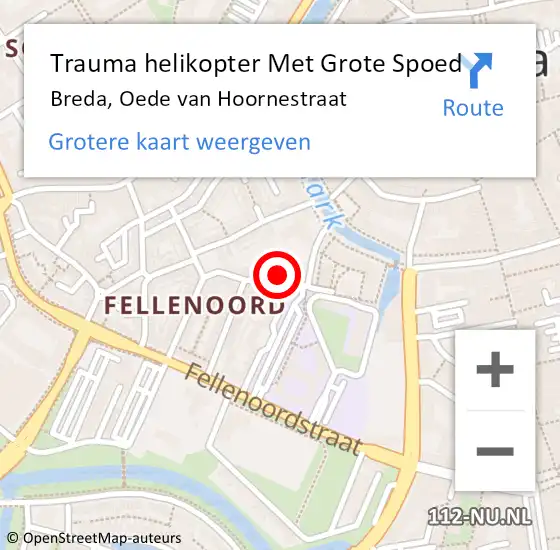 Locatie op kaart van de 112 melding: Trauma helikopter Met Grote Spoed Naar Breda, Oede van Hoornestraat op 19 november 2023 02:30